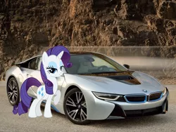 Size: 1600x1200 | Tagged: bmw, bmw i8, car, derpibooru import, irl, photo, ponies in real life, rarity, safe, solo, supercar