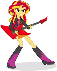 Size: 1200x1500 | Tagged: safe, artist:algoorthviking, derpibooru import, sunset shimmer, equestria girls, guitar, simple background, solo, transparent background, vector