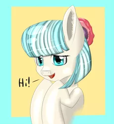 Size: 736x800 | Tagged: safe, artist:iluvhalo, derpibooru import, coco pommel, earth pony, pony, dialogue, female, mare, solo