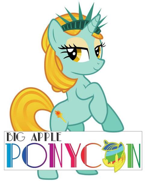 Size: 600x747 | Tagged: artist needed, safe, derpibooru import, oc, oc:liberty, ponified, unofficial characters only, big apple ponycon, convention, promo, solo, statue of liberty