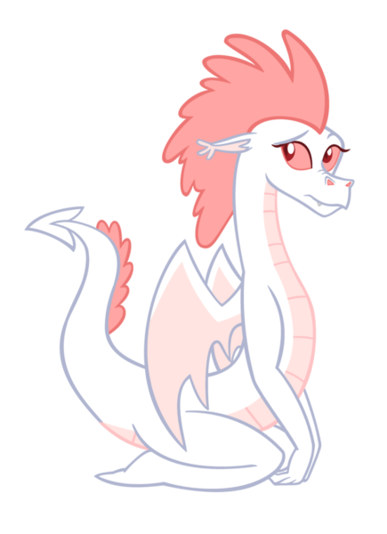 Size: 600x827 | Tagged: artist:queencold, dragon, dragoness, fizzelle, fizzle, frown, kneeling, looking away, nose wrinkle, rule 63, safe, simple background, solo, teenaged dragon, transparent background