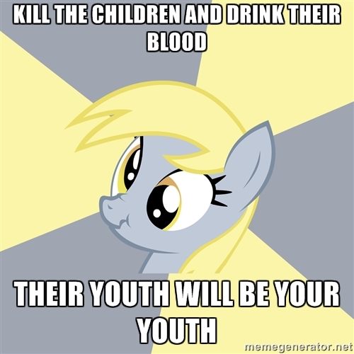 Size: 500x500 | Tagged: advice meme, derpibooru import, derpy hooves, drawn together, exploitable meme, grimdark, meme, memegenerator, solo, text, useless source url