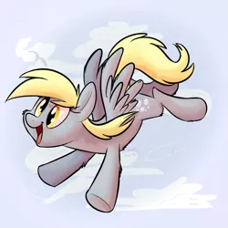 Size: 1050x1048 | Tagged: safe, artist:thedoggygal, derpibooru import, derpy hooves, pegasus, pony, female, flying, mare, solo