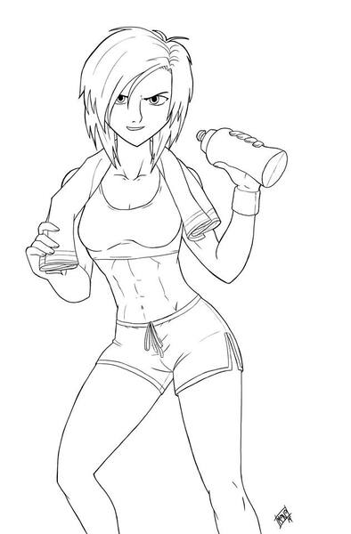 Size: 631x960 | Tagged: abs, artist:mono-phos, athlete, belly button, black and white, clothes, derpibooru import, grayscale, human, humanized, midriff, monochrome, muscles, rainbow dash, runner, safe, smirk, solo, sports bra, sports shorts, towel, water bottle, workout, wristband