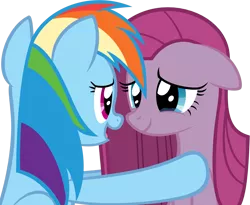 Size: 1921x1573 | Tagged: artist:zacatron94, crying, cute, cuteamena, derpibooru import, happy, pinkamena diane pie, pinkie pie, rainbow dash, safe, simple background, smiling, tears of joy, transparent background, vector