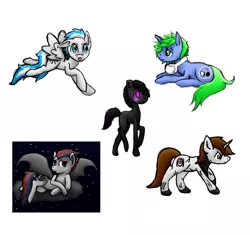 Size: 2209x2077 | Tagged: artist:starshinefox, derpibooru import, enderman, enderpony, oc, oc:dawn wing, oc:deadedge, oc:frost, oc:synth pulse, request, requested art, safe, sketch, unofficial characters only