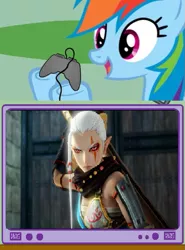 Size: 563x760 | Tagged: derpibooru import, exploitable meme, gamerdash, hyrule warriors, impa, meme, nintendo, obligatory pony, rainbow dash, safe, the legend of zelda, tv meme