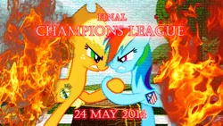 Size: 1280x720 | Tagged: applejack, atletico de madrid, derpibooru import, epic, fight, final, fire, football, lisbon, madrid, rainbow dash, real madrid, rivalry, safe, uefa champions league