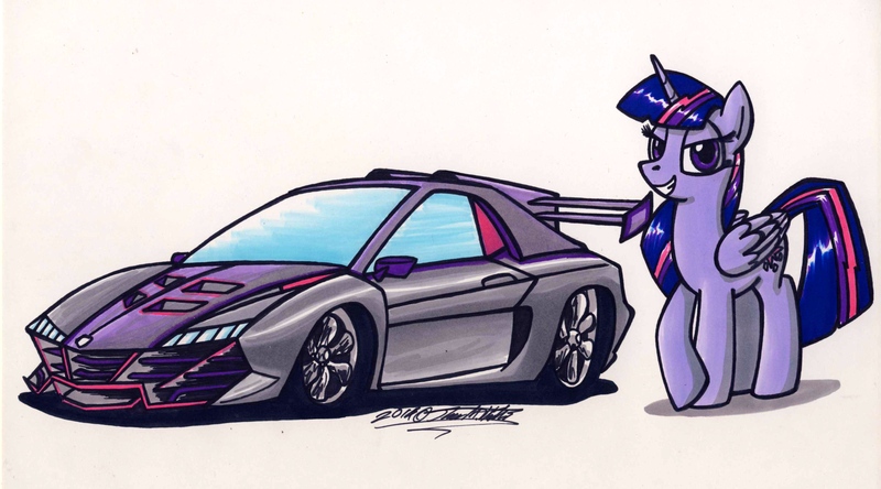 Size: 3300x1833 | Tagged: safe, artist:sketchywolf-13, derpibooru import, twilight sparkle, twilight sparkle (alicorn), alicorn, pony, car, female, grand theft auto, gta v, hypercar, mare, pegassi zentorno, solo, supercar, traditional art