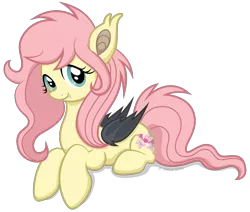 Size: 1467x1246 | Tagged: alternate design, artist:littlehybridshila, bat wings, derpibooru import, fangs, flutterbat, fluttershy, looking at you, safe, simple background, solo, transparent background