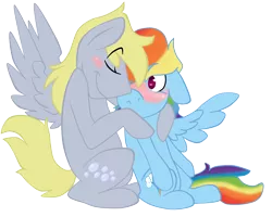 Size: 5000x4000 | Tagged: absurd resolution, artist:chub-wub, blushing, derpibooru import, derpydash, derpy hooves, dopey hooves, female, hug, male, rainbow dash, rule 63, safe, shipping, simple background, straight, transparent background