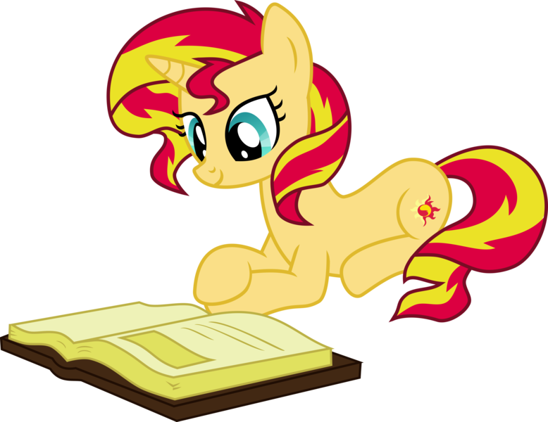 Size: 9145x7056 | Tagged: safe, artist:elsia-pony, derpibooru import, sunset shimmer, pony, unicorn, absurd resolution, book, reading, simple background, solo, svg, transparent background, vector