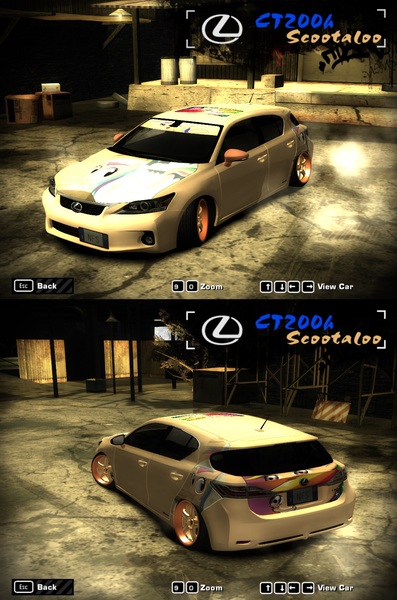 Size: 1002x1514 | Tagged: car, derpibooru import, lexus, lexus ct200h, mod, need for speed, need for speed: most wanted, paint job, rainbow dash, safe, scootaloo