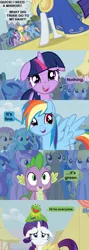 Size: 1120x3150 | Tagged: amethyst star, artist:beavernator, boast busters, candy mane, cherry cola, cherry fizzy, clothes, cloud kicker, coco crusoe, comic, crossover, derpibooru import, doctor whooves, dress, edit, edited screencap, kermit the frog, kermit thread, linky, lyra heartstrings, minuette, pokey pierce, rainbow dash, rainbowshine, rarity, safe, screencap, screencap comic, shoeshine, speech bubble, spike, the muppets, time turner, twilight sparkle