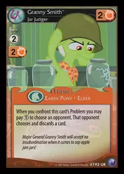 Size: 344x480 | Tagged: canterlot nights, ccg, derpibooru import, enterplay, granny smith, helmet, mlp trading card game, safe