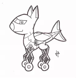 Size: 1024x1041 | Tagged: safe, artist:doctorgiratina, derpibooru import, oc, ponified, unofficial characters only, original species, plane pony, pony, airbus, monochrome, plane, solo, traditional art