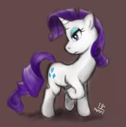 Size: 1256x1264 | Tagged: safe, artist:iomma, derpibooru import, rarity, unicorn, brown background, female, simple background, solo