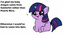 Size: 1194x668 | Tagged: derpibooru import, exploitable meme, filly, filly twilight sparkle, filly twilight telling an offensive joke, meme, obligatory pony, racist slur, safe, solo, twilight sparkle, vulgar