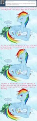 Size: 454x1484 | Tagged: artist:tinuleaf, ask rainbow dash family, blushing, derpibooru import, foal, nap, oc, oc:white whirl, offspring, parent:rainbow dash, parent:soarin', parents:soarindash, rainbow dash, safe, sleeping, tank, tumblr