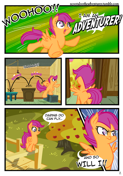 Size: 900x1280 | Tagged: artist:alskylark, clubhouse, comic, crusaders clubhouse, derpibooru import, safe, scootaloo, solo, tree, treehouse