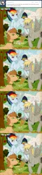 Size: 437x1822 | Tagged: artist:tinuleaf, ask, ask rainbow dash family, comic, derpibooru import, oc, oc:mirage, oc:sunrise brisk, oc:sun seed, offspring, parent:applejack, parent:caramel, parent:derpy hooves, parent:doctor whooves, parent:rainbow dash, parents:carajack, parents:doctorderpy, parent:soarin', parents:soarindash, safe, sweet apple acres, tumblr, unofficial characters only