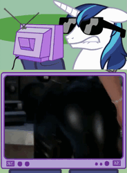Size: 531x720 | Tagged: animated, ass, ass worship, dat butt, derpibooru import, exploitable meme, human, leather pants, meme, obligatory pony, scary movie 2, shining armor, spanking, suggestive, television, tv meme