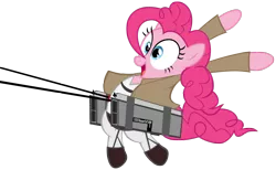 Size: 1662x1024 | Tagged: 3d maneuver gear, 3dmg, artist:flare-chaser, artist:missbeigepony, attack on titan, derpibooru import, pinkie pie, safe, shingeki no koyubi, solo