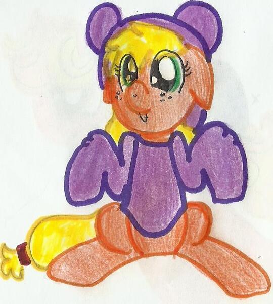 Size: 586x651 | Tagged: safe, artist:blanquiwiis, derpibooru import, applejack, clothes, sitting, solo, sweater, traditional art