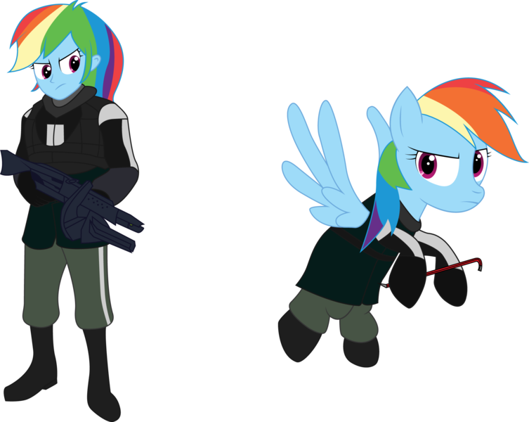 Size: 2184x1740 | Tagged: safe, artist:fumineitor, derpibooru import, rainbow dash, equestria girls, ar2, barney calhoun, civil protection, crossover, crowbar, half-life, half-life 2