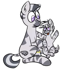 Size: 1015x1081 | Tagged: safe, artist:jeremystorm, derpibooru import, oc, oc:amiti, oc:maya, unofficial characters only, zebra, belly button, father and daughter, waving