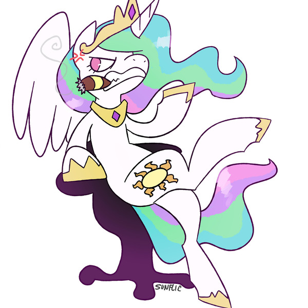 Size: 1280x1280 | Tagged: artist:kilo, boss, cigar, cross-popping veins, derpibooru import, like a boss, princess celestia, safe, solo