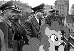 Size: 798x546 | Tagged: adolf hitler, black and white, derpibooru import, grayscale, human, irl, irl human, monochrome, nazi, photo, pinkie pie, ponies in real life, safe, swastika