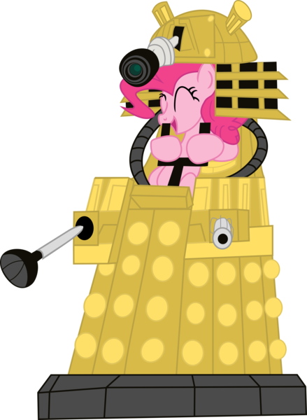 Size: 4000x5472 | Tagged: artist:ragerer, crossover, dalek, derpibooru import, doctor who, everyone died, eyes closed, open mouth, pinkie pie, safe, smiling, solo, this will end in death, this will end in extermination, this will end in tears, this will end in tears and/or death, xk-class end-of-the-world scenario