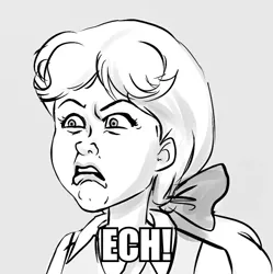 Size: 706x709 | Tagged: artist:yunyin, ech, g1, image macro, jontron, jontron thread, megan williams, meme, monochrome, reaction image, safe, solo