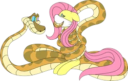 Size: 2892x1840 | Tagged: alternate version, artist:ryuseihikari, coils, damsel in distress, danger, derpibooru import, fluttershy, gag, implied vore, kaa, mind control, over the nose gag, peril, safe, simple background, snake, squeeze, the jungle book, transparent background, wrap around