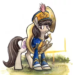 Size: 546x562 | Tagged: safe, artist:kenket, artist:spainfischer, derpibooru import, octavia melody, canterlot high, canterlot high blog, hat, musical instrument, not a tuba, solo, sousaphone