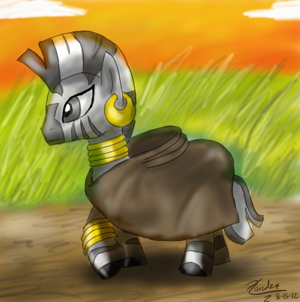 Size: 1031x1040 | Tagged: artist:xanderreh, safe, solo, zebra, zecora