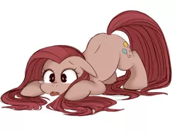 Size: 1024x768 | Tagged: dead source, safe, artist:umeguru, derpibooru import, pinkie pie, earth pony, pony, :p, crouching, crying, cute, cuteamena, diapinkes, face down ass up, female, floppy ears, mare, pinkamena diane pie, simple background, solo, tongue out, white background