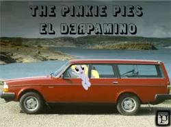 Size: 540x399 | Tagged: safe, artist:alozec, derpibooru import, derpy hooves, pegasus, pony, 2011, album cover, alozec, car, cover, crossover, el camino, el derpamino, female, mare, music, nonesuchrecords, parody, rock, station wagon, the black keys, the pinkie pies, volvo, volvo 240