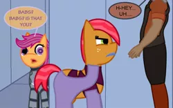 Size: 800x500 | Tagged: ask-twilightvi, babs seed, citadel, human, mass effect, safe, scootaloo