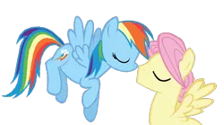 Size: 872x486 | Tagged: artist:dilemmas4u, butterdash, butterscotch, derpibooru import, eyes closed, female, fluttershy, flying, half r63 shipping, imminent kissing, male, rainbow dash, rule 63, safe, shipping, show accurate, simple background, straight, transparent background
