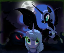 Size: 2214x1828 | Tagged: safe, artist:hydrusbeta, derpibooru import, nightmare moon, princess luna, shadowfright, alicorn, pony