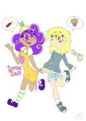 Size: 500x700 | Tagged: safe, artist:mc10215, derpibooru import, derpy hooves, screwball, human, freckles, humanized