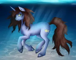 Size: 1600x1280 | Tagged: safe, artist:puggie, derpibooru import, oc, oc:tanee, unofficial characters only, pony, unicorn, diving, green eyes, long mane, solo, underwater