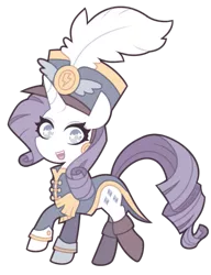 Size: 509x664 | Tagged: safe, artist:nekozneko, derpibooru import, rarity, pony, unicorn, ancient wonderbolts uniform, boots, clothes, female, hat, mare, sgt. rarity, shako, shoes, simple background, solo, transparent background, uniform, wonderbolts uniform