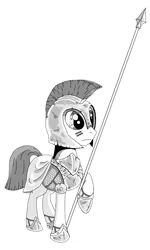 Size: 720x1200 | Tagged: safe, artist:wandrevieira1994, derpibooru import, lineart, monochrome, soldier pony, solo