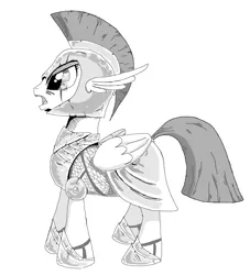Size: 1320x1452 | Tagged: safe, artist:wandrevieira1994, derpibooru import, lineart, monochrome, soldier pony, solo