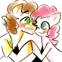 Size: 800x800 | Tagged: safe, artist:lessue, derpibooru import, cheese sandwich, pinkie pie, blushing, cheesepie, female, heart, heart eyes, male, shipping, smiling, straight, wink