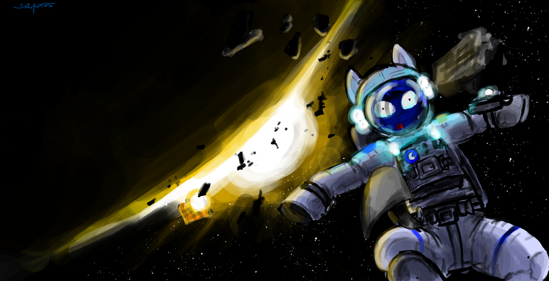 Size: 1998x1024 | Tagged: artist:masterjosh140, astronaut, crossover, debris, derpibooru import, gravity, parody, planet, princess luna, safe, solo, space, spacesuit, stars, sunrise, sunset, zero gravity