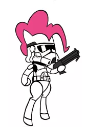 Size: 799x1177 | Tagged: safe, artist:cross, derpibooru import, pinkie pie, pony, armor, army, bipedal, clone, clone trooper, clone wars, clothes, colored, crossover, gun, helmet, soldier, solo, standing, star wars, uniform